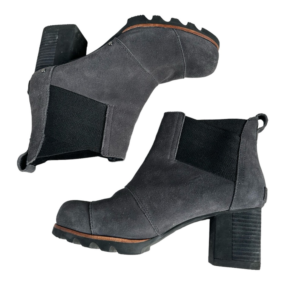 Sorel Addington Studded Chunky Chelsea Leather Boots Womens 7.5 Gray - Picture 4 of 9
